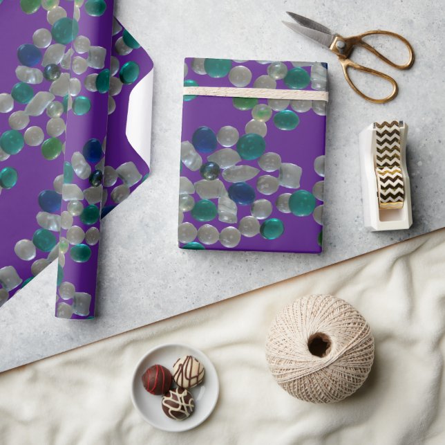 Glass Pebbles Pattern Cust. PURPLE Wrapping Paper (Crafts)