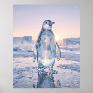 Glass Penguin Ice Horizon Poster