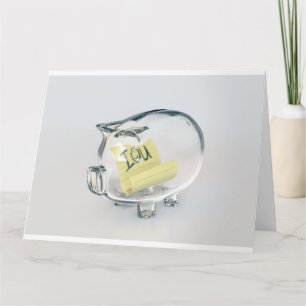 Glass Piggy Bank IOU Card