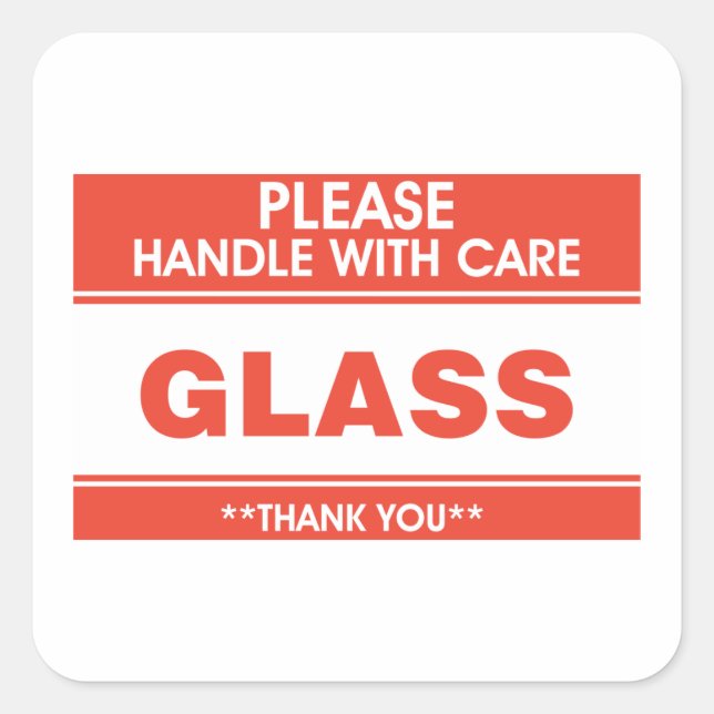 Glass Please Handle With Care Square Sticker (Front)