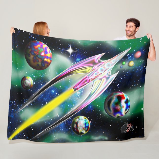 Glass Rocket Large Horizontal Fleece Blanket (In Situ)