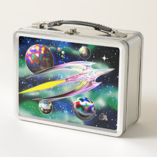Glass Rocket Metal Lunch Box