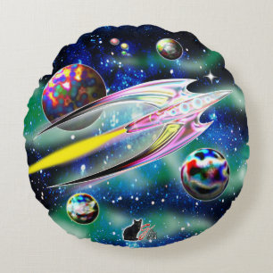Glass Rocket Round Pillow