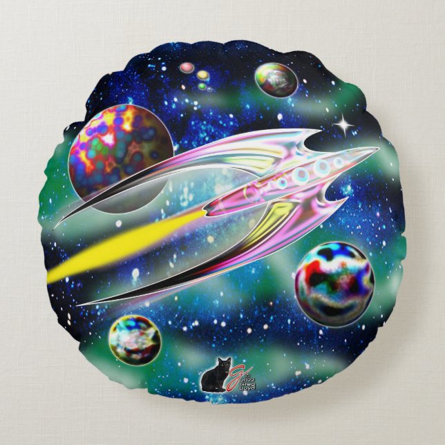 Glass Rocket Round Pillow (Front)