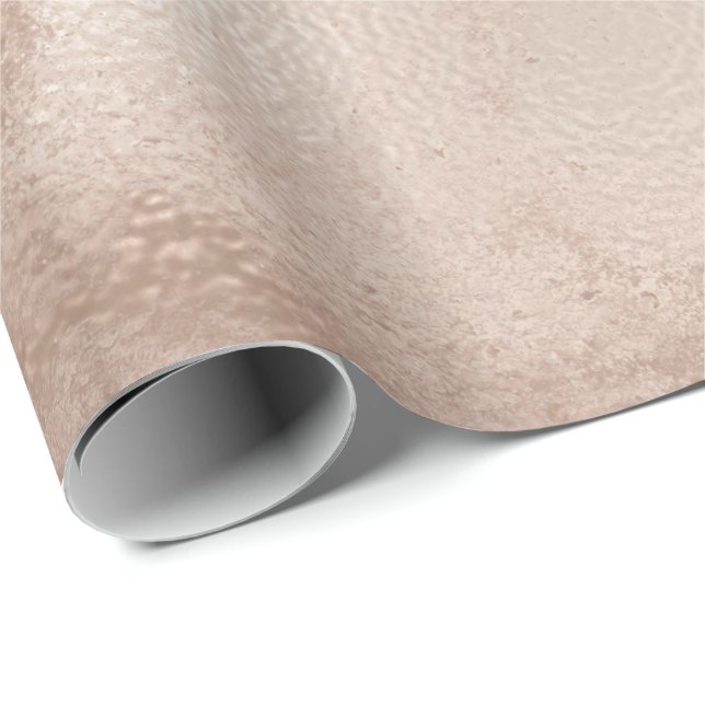 Glass Rose Gold Peach Rose Abstract Molten Metal Wrapping Paper (Roll Corner)