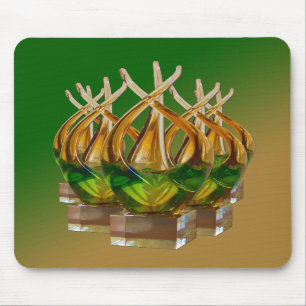 Glass Sculpture in Greens and Browns Mousepad