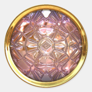 Glass Sewing button pink gold Classic Round Sticker