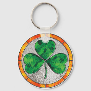 Glass Shamrock Keychain