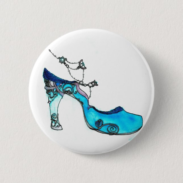Glass Slipper 2 Inch Round Button (Front)
