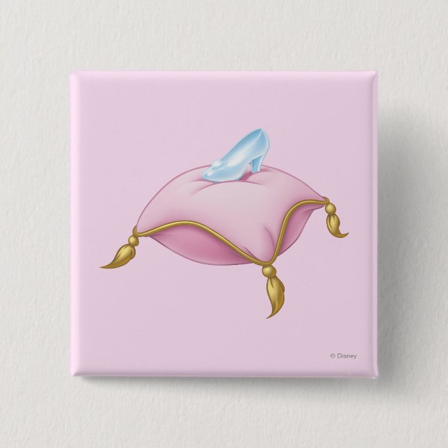 Glass Slipper 2 Inch Square Button (Front)