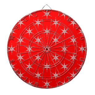 Glass Snowflakes On Red Background Dartboard