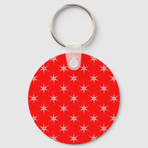 Glass Snowflakes On Red Background Keychain