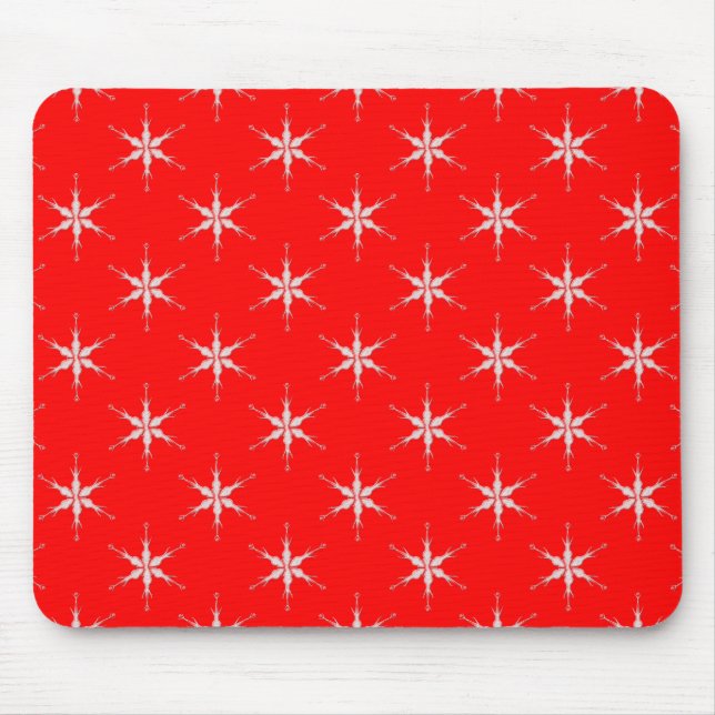 Glass Snowflakes On Red Background Mouse Pad (Front)