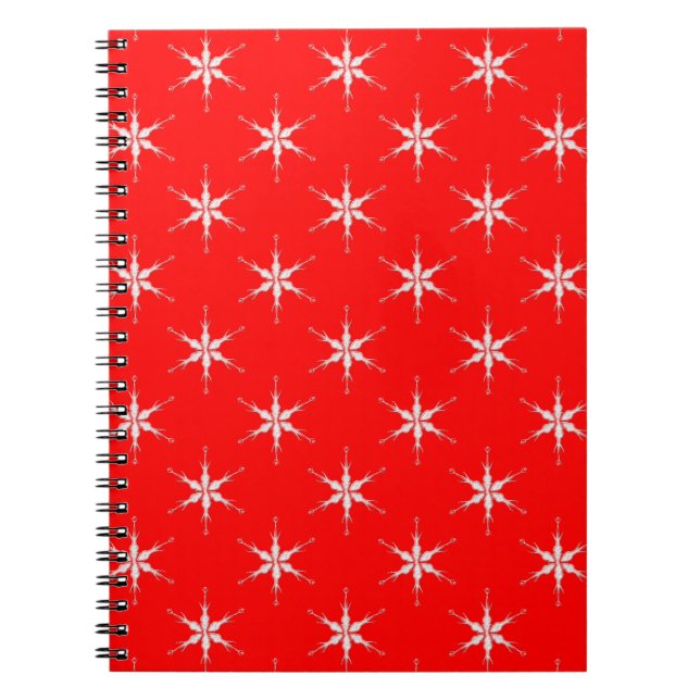 Glass Snowflakes On Red Background Notebook (Front)