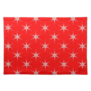 Glass Snowflakes On Red Background Placemat