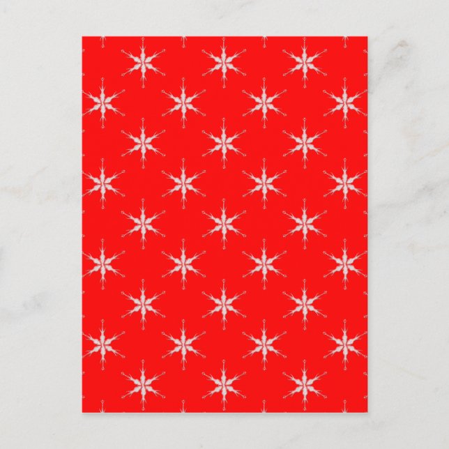Glass Snowflakes On Red Background Postcard (Front)