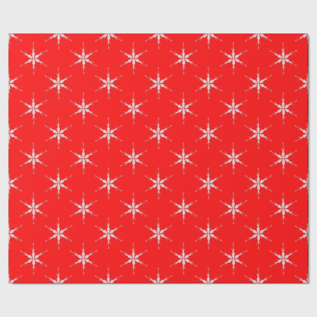 Glass Snowflakes On Red Background Wrapping Paper (Seam)
