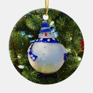 Glass Snowman Ornament
