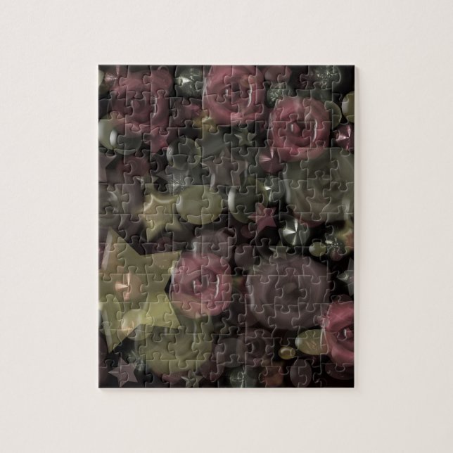 Glass, stars, flowers ceramic tile jigsaw puzzle (Vertical)