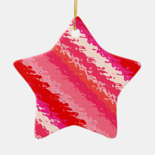 Glass stripes - shades of coral ceramic ornament