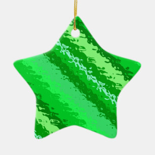 Glass stripes - shades of emerald green ceramic ornament