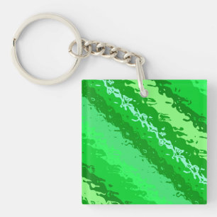 Glass stripes - shades of emerald green keychain