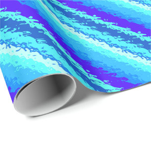 Glass stripes - shades of ocean blue wrapping paper