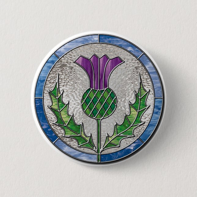 Glass Thistle 2 Inch Round Button (Front)