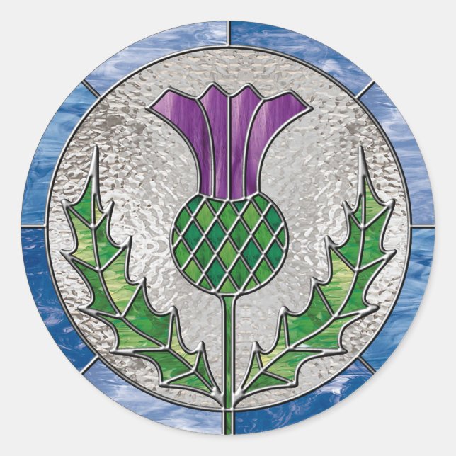Glass Thistle Classic Round Sticker (Front)