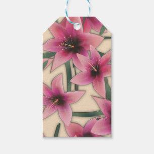 Glass tile 3D liquid lily flowers bloom Gift Tags