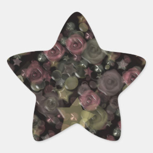 Glass tile 3D liquid roses and stars  Star Sticker