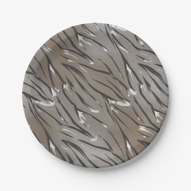 Glass tile 3D liquid tiger zebra skin leather Paper Plate (Front)