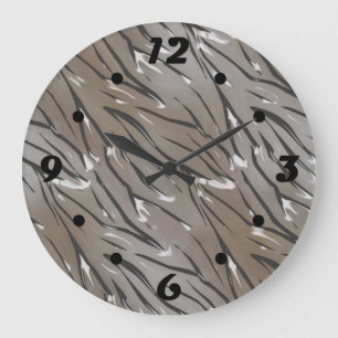 Glass tile 3D liquid tiger zebra skin leather Squa Large Clock