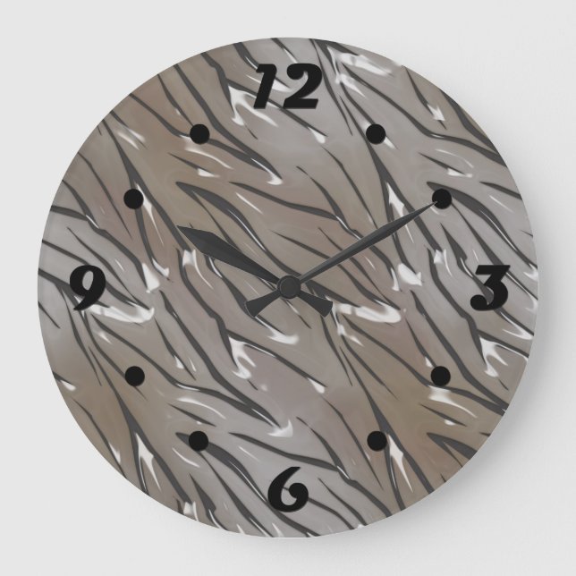 Glass tile 3D liquid tiger zebra skin leather Squa Large Clock (Front)