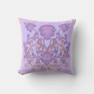 Glass tile 3D liquid violet flowers gzhel Throw Pillow