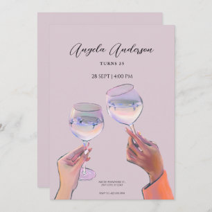 Glass toast cheers birthday invitation
