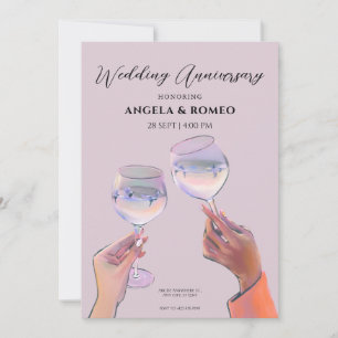 Glass toast cheers Wedding Anniversary Invitation