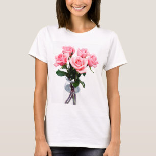 Glass Vase Of Pink Roses T-Shirt