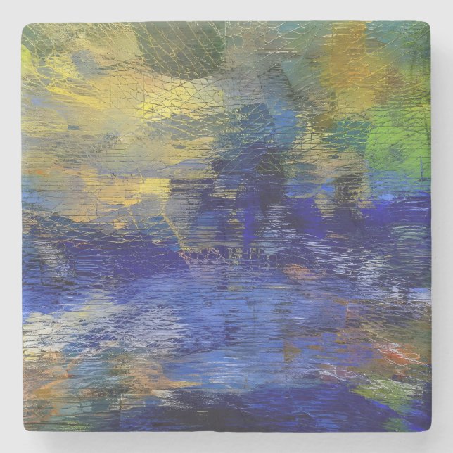 Glass Veil Awakening – Structural Reconstruction Stone Coaster (Front)