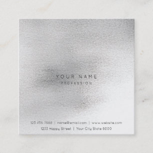 Glass White Grey Silver  Brush Ombre Square Vip Business Card