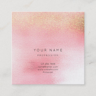 Glass White Pink Rose Gold Peach Ombre Square Vip Square Business Card