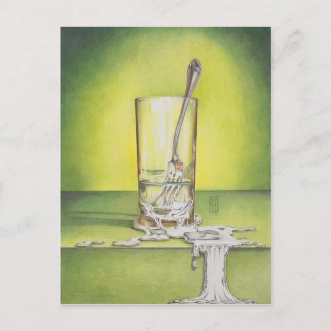 Glass with Melting Fork Postcard (Front)
