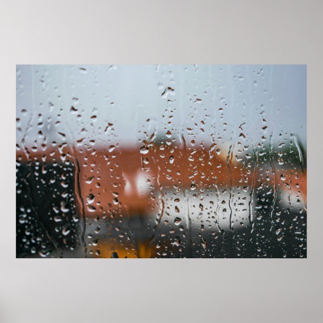 Glass with raindrops poster (Front)