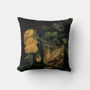 Glass with Roses by Vincent van Gogh Throw Pillow