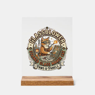 Glassblower Stained Glass Maker Cat Glassblower St Acrylic Sign