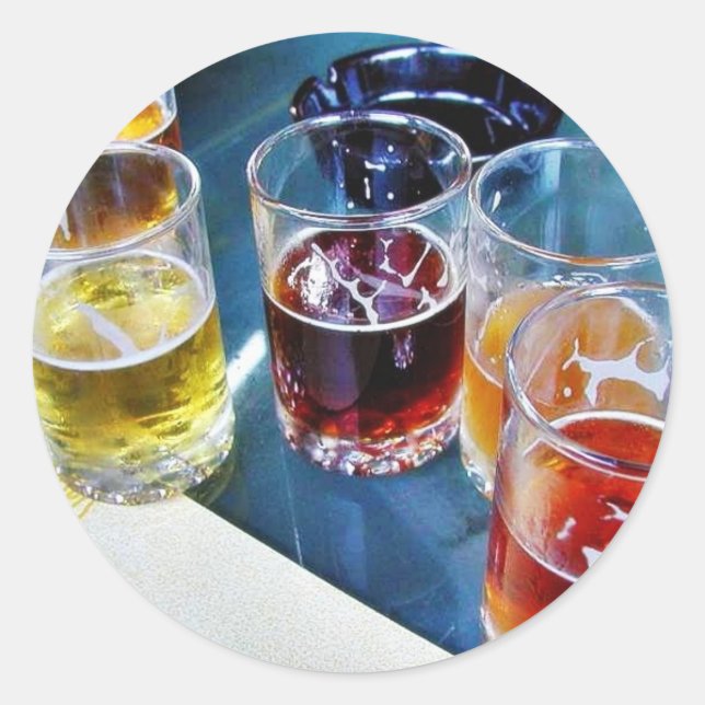 Glasses Beers Classic Round Sticker (Front)