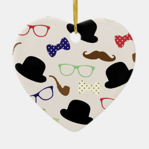 Glasses, Hats and Moustache Ceramic Ornament