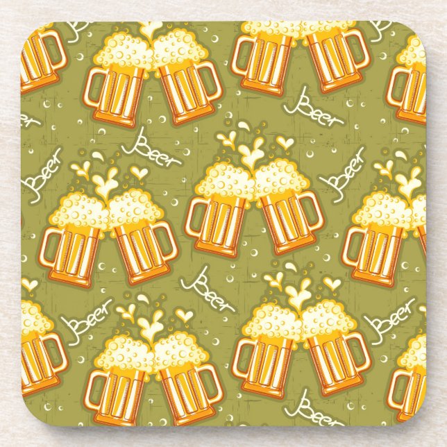 Glasses Of Beer Pattern Coaster (Front)