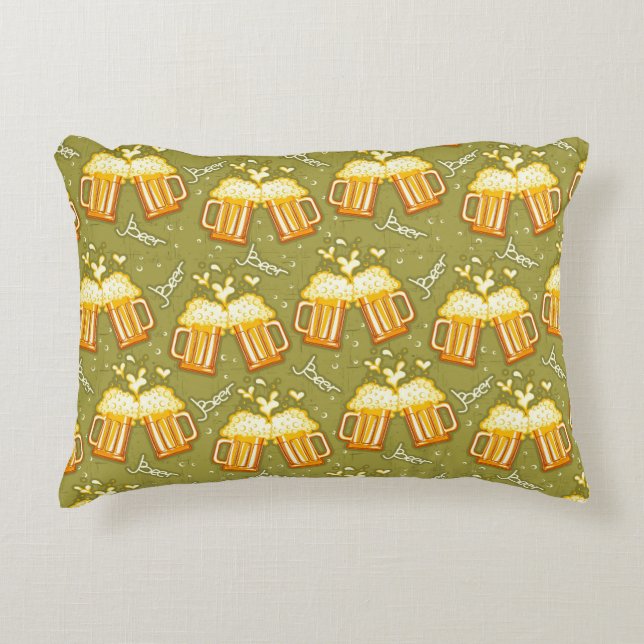Glasses Of Beer Pattern Decorative Pillow (Front)