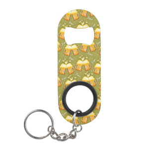 Glasses Of Beer Pattern Keychain Bottle Opener